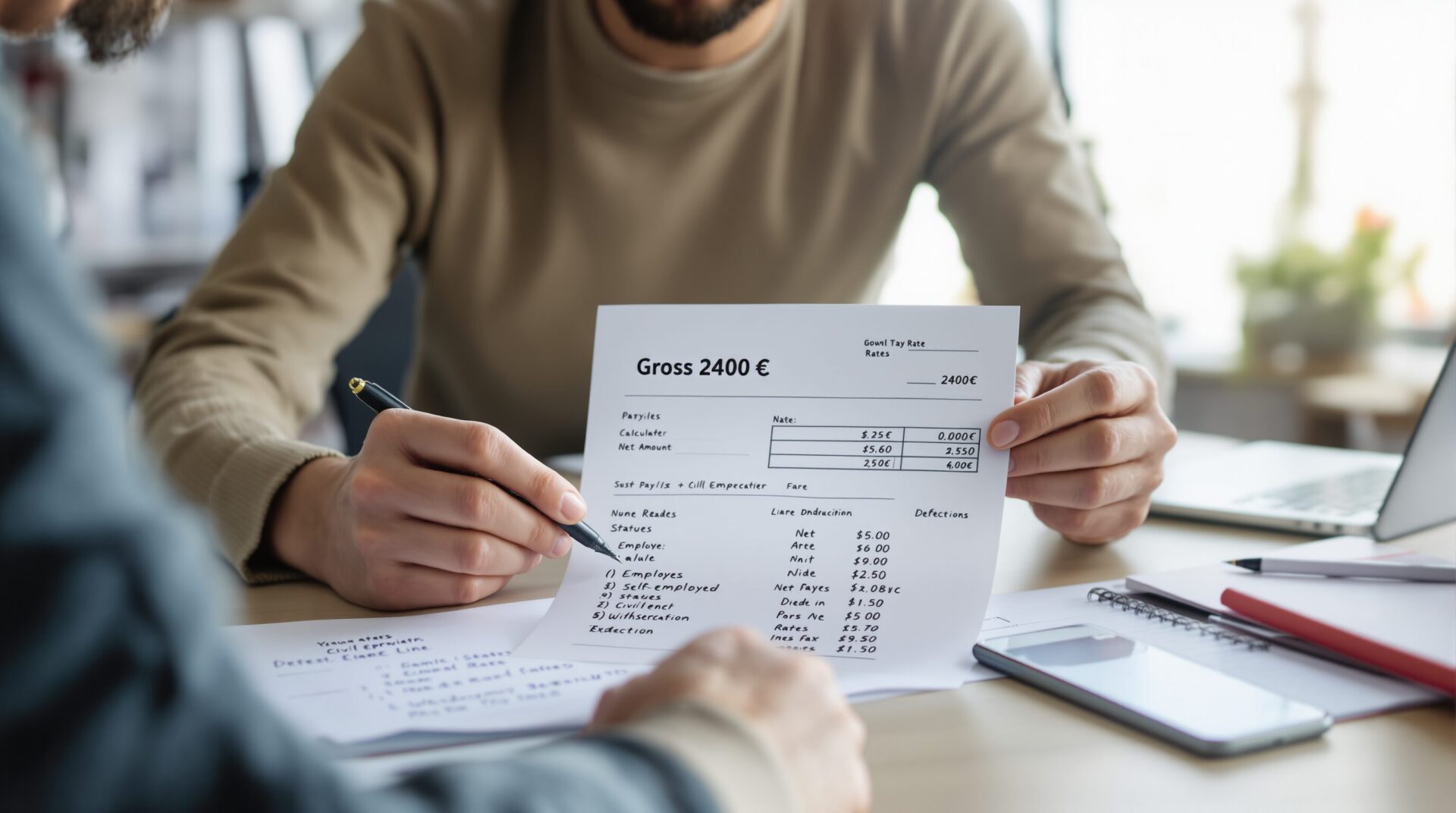 Le_2400_brut_en_net_:_le_montant_réel_selon_statut_et_prélèvement_? 2400 brut en net