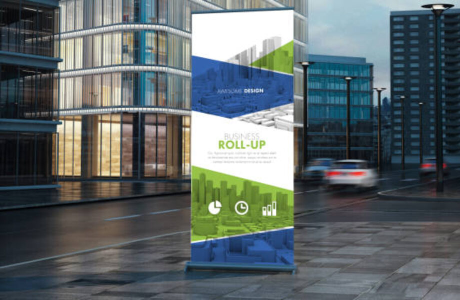 3d rendering of roller mockup with awesome design in the street